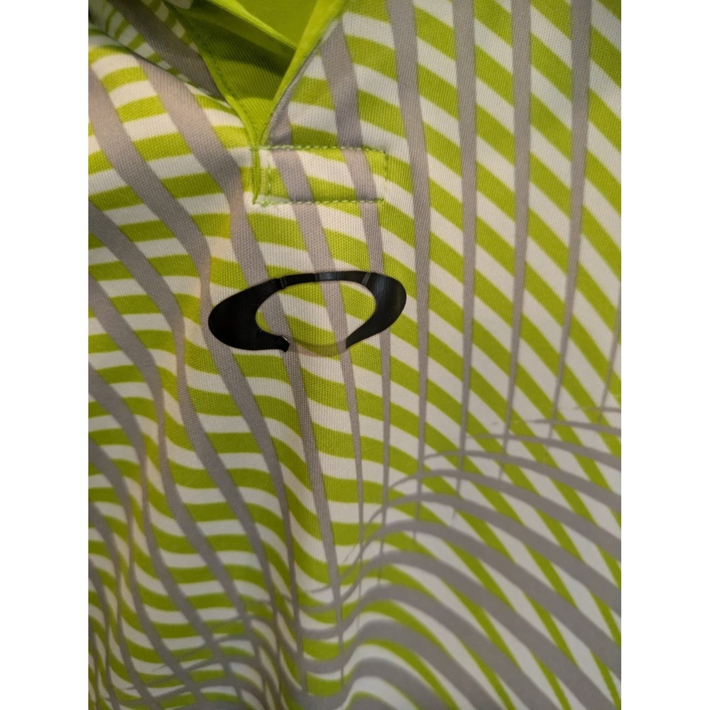 Oakley Polo Shirt Mens Neon Green Polyester Medium - Picture 4 of 6
